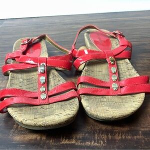 Solesensability Coral Patent Leather Cork Sandals Size 9M